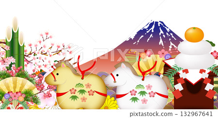 Horse New Year's card zodiac background Horse New Year's card zodiac background 132967641