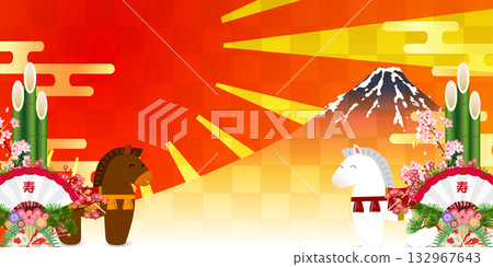 Horse New Year's card zodiac background 132967643