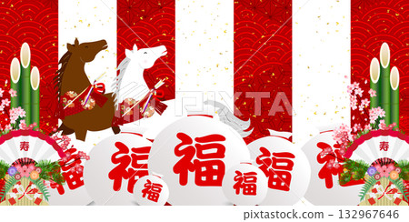 Horse New Year's card zodiac background 132967646