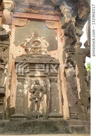 Ellora Caves, Ancient Hindu Rock Temples Ancient Hindu temples (Kailash Mandir and the chariot built to worship Lord Shiva) carved out of solid rock. Cave 16, Ellora Caves, near Aurangabad, India. 132968317