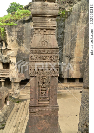 Ellora Caves, Ancient Hindu Rock Temples Ancient Hindu temples (Kailash Mandir and the chariot built to worship Lord Shiva) carved out of solid rock. Cave 16, Ellora Caves, near Aurangabad, India. Ellora Caves, Ancient Hindu Rock Temples Ancient Hindu temples (Kailash Mandir and the chariot built to worship Lord Shiva) carved out of solid rock. Cave 16, Ellora Caves, near Aurangabad, India. 132968318