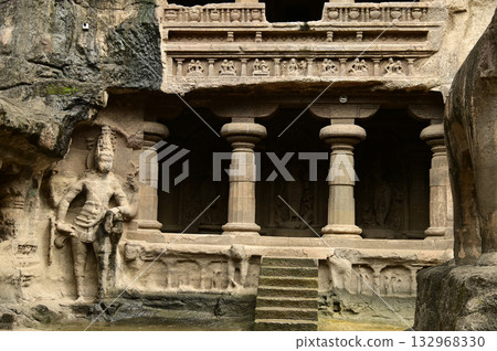 Ellora Caves, Ancient Hindu Rock Temples Ancient Hindu temples (Kailash Mandir and the chariot built to worship Lord Shiva) carved out of solid rock. Cave 16, Ellora Caves, near Aurangabad, India. Ellora Caves, Ancient Hindu Rock Temples Ancient Hindu temples (Kailash Mandir and the chariot built to worship Lord Shiva) carved out of solid rock. Cave 16, Ellora Caves, near Aurangabad, India. 132968330