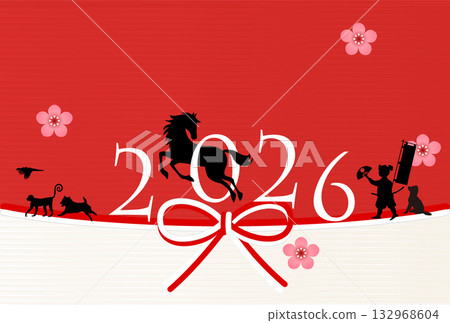 Horse New Year's card zodiac background Horse New Year's card zodiac background 132968604
