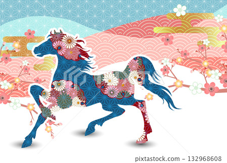 Horse New Year's card zodiac background 132968608