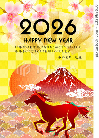 Horse New Year's card zodiac background Horse New Year's card zodiac background 132968610