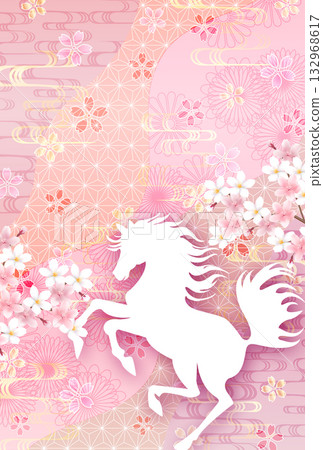 馬年賀卡十二生肖背景 132968617