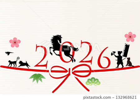 馬年賀卡十二生肖背景 132968621