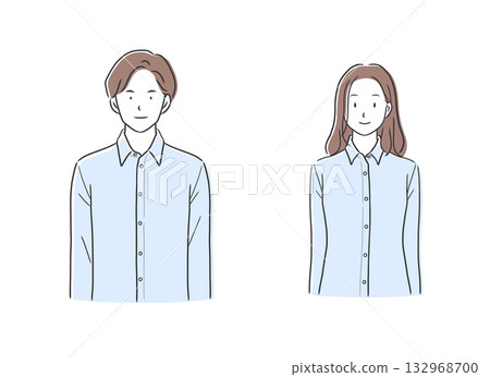 一組穿著長袖襯衫的男女插圖 一組穿著長袖襯衫的男女插圖 132968700