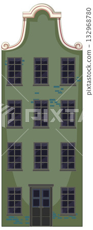 Historic Dutch Canal House with Ornate Gable Roof 132968780