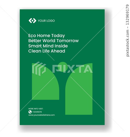 Eco Friendly Smart Home Vertical Poster Illustration Hand Drawn Flat Cartoon Background Template 132969179