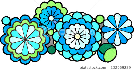 Stained Glass Flower Illustration - Blue Stained Glass Flower Illustration - Blue 132969229
