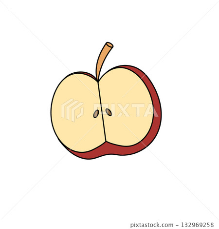 A cartoon apple with a bite taken out of it A cartoon apple with a bite taken out of it 132969258