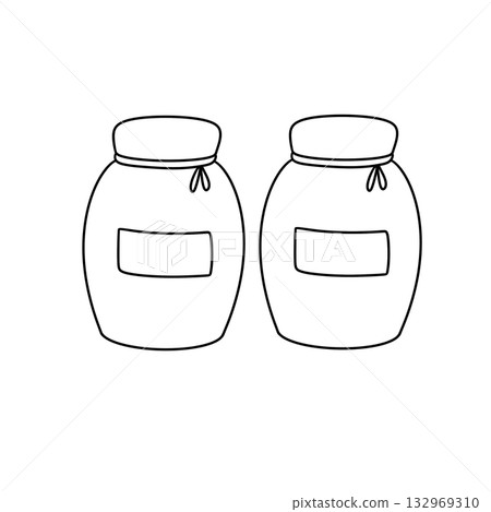 Two jars with lids on a white background Two jars with lids on a white background 132969310
