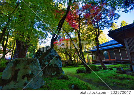 An old house and garden surrounded by autumn leaves and silence An old house and garden surrounded by autumn leaves and silence 132970047