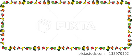 Boarder Line Simple Cartoon Fruits Collection for Design and Education 132970302