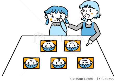 兒童可從臉部表情卡中進行選擇 / 手繪插圖，適用於教育和復健環境 132970799