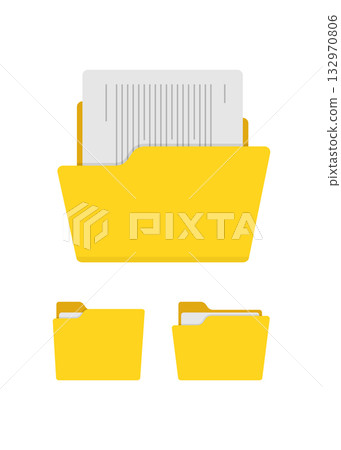 File folder icon set, open folder and close folder with documents. Stock illustration 132970806