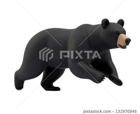 黑熊的3D插圖 黑熊的3D插圖 132970848