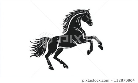 Silhouette of a running horse 132970904