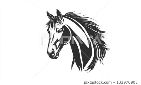 Silhouette of a running horse 132970905