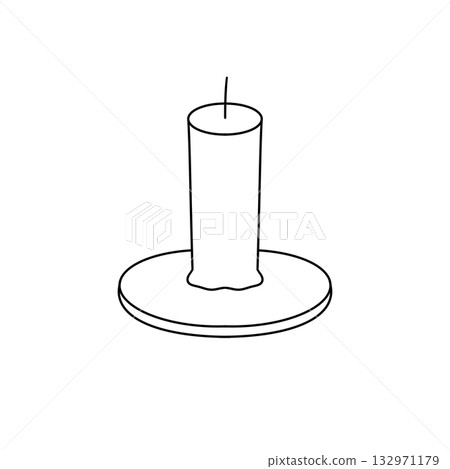 A candle is drawn in black and white 132971179