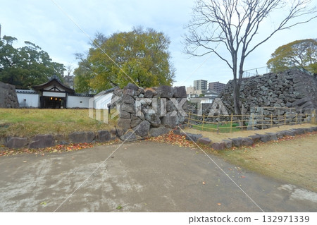 Oita Funai Castle, Corridor Bridge entrance and Honmaru castle tower base (Oita City, Oita Prefecture) 132971339