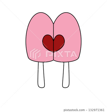 Two ice cream sticks with hearts on them 132971361