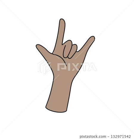 A hand with a fist made of the letter L 132971542