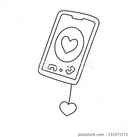 A phone with a heart on it A phone with a heart on it 132971572
