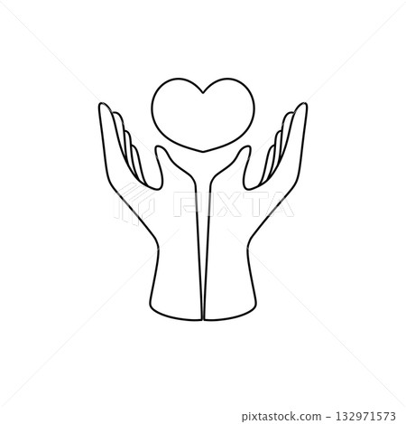 A heart is surrounded by two hands, symbolizing love and protection A heart is surrounded by two hands, symbolizing love and protection 132971573
