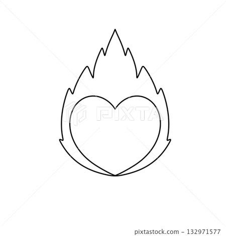 A white heart with flames surrounding it A white heart with flames surrounding it 132971577