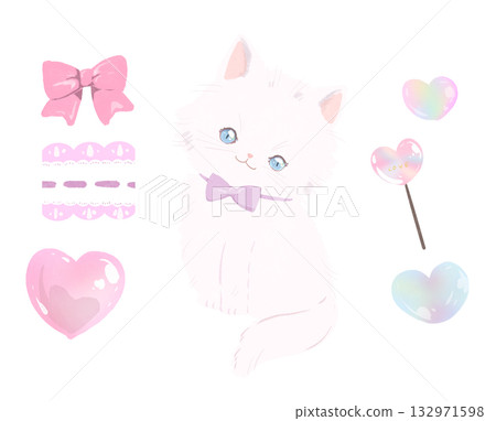 Birthday cake and cute kitten Birthday cake and cute kitten 132971598