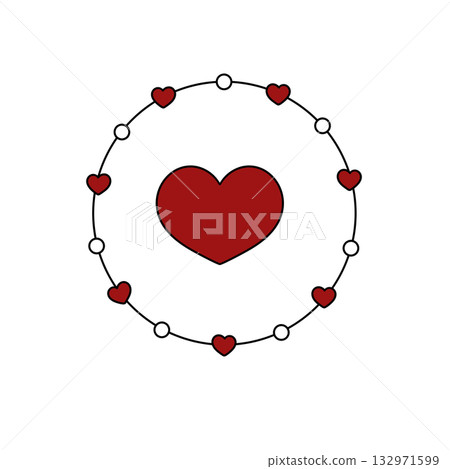 A heart is surrounded by nine other hearts A heart is surrounded by nine other hearts 132971599
