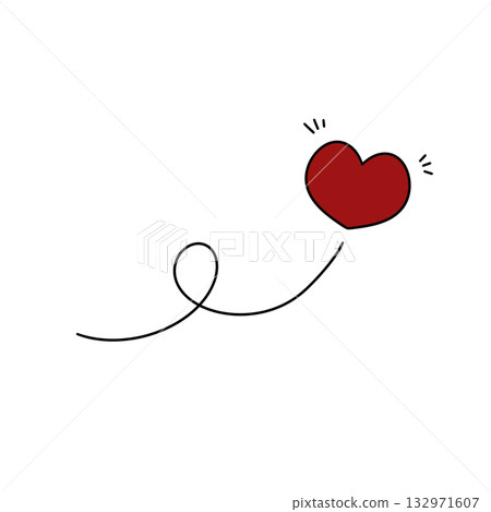 A red heart is flying through the air A red heart is flying through the air 132971607