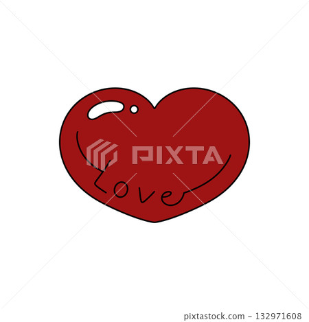 A red heart with the word LOVE written on it 132971608