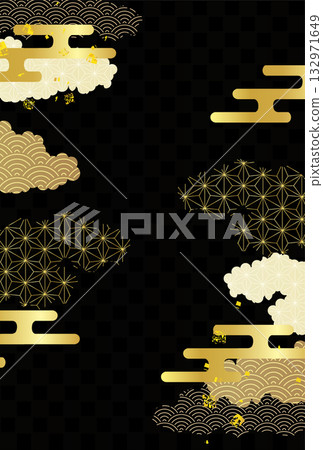 Gold Japanese pattern New Year's card background 132971649