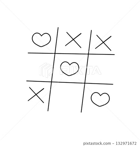 A tic-tac-toe board with hearts on it A tic-tac-toe board with hearts on it 132971672