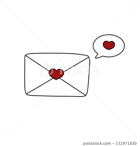 A white envelope with a red heart on it 132971830