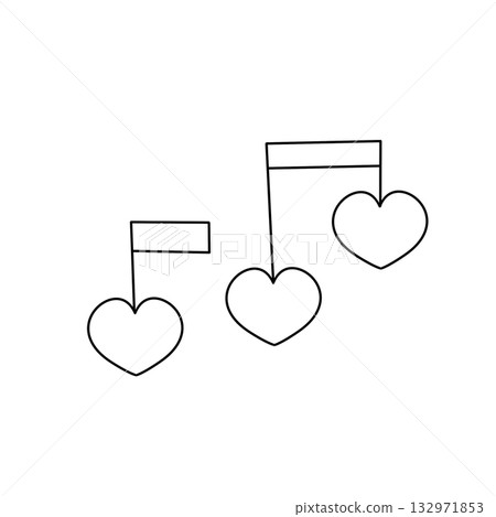 Three hearts are drawn on a white background 132971853