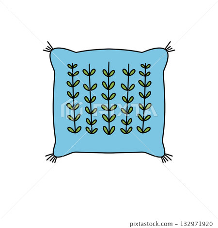 A pillow with green leaves on it A pillow with green leaves on it 132971920