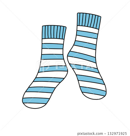 Two striped socks with blue and white stripes 132971925