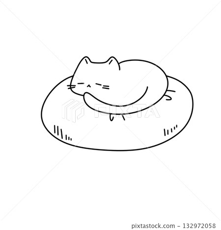 A cat is sleeping on a pillow A cat is sleeping on a pillow 132972058
