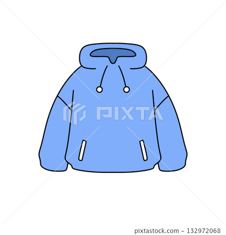 A blue hoodie with a hood and a zipper 132972068