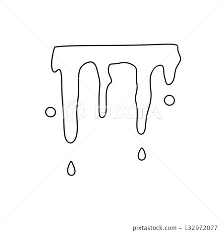 A white background with a black line that looks like a dripping liquid 132972077