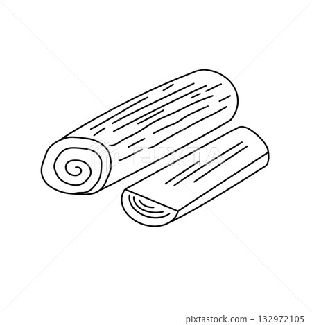 Two pieces of wood are shown in a black and white drawing 132972105