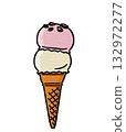 Simple hand-drawn illustration of ice cream (double) 132972277