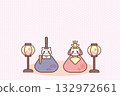 Cute cat Hina doll Japanese pattern background illustration 132972661