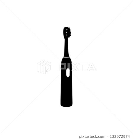 electric toothbrush silhouette modern dental care oral hygiene device isolated on white background 132972974