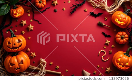 A festive Halloween setting 132973026