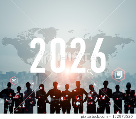 跨國人才與數位科技 2026 新年形象 商業新年賀卡素材 跨國人才與數位科技 2026 新年形象 商業新年賀卡素材 132973520